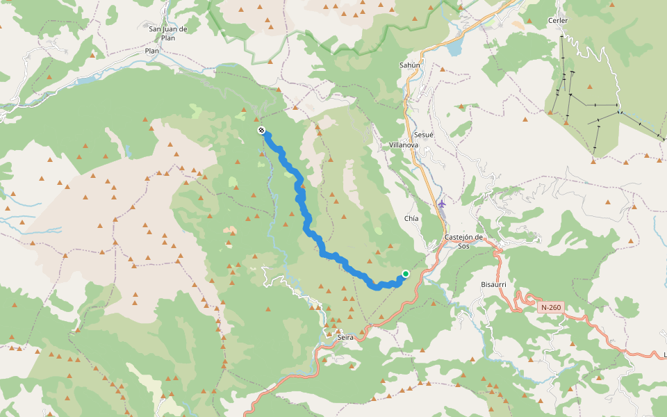 PR-HU 87 walking route map in Castejón de Sos