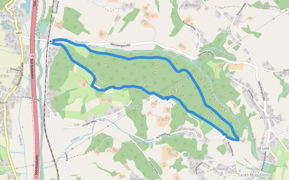 Lindenwald-Wg (M1) walking route map in Oberbuch
