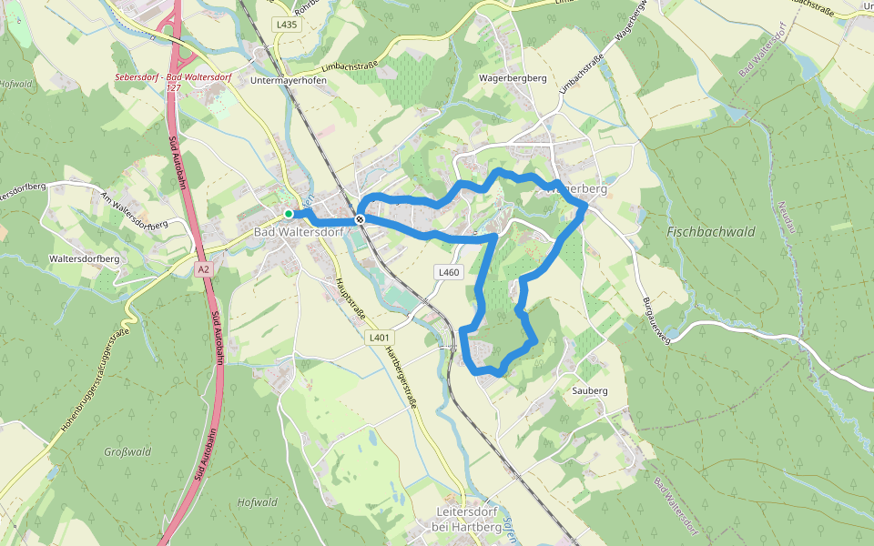 Blumenwanderweg (W2) walking route map in Bad Waltersdorf