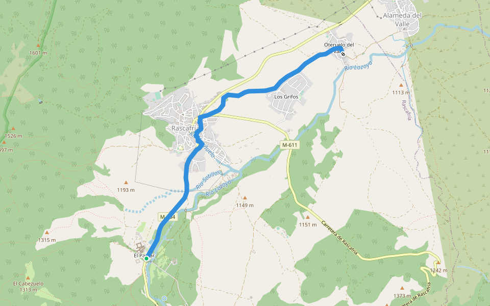 [RV 1.1] Camino del Ejido walking route map in Rascafría