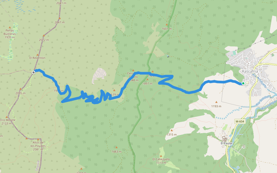 [PR-M 10] Rascafría - Puerto del Reventón walking route map in Rascafría