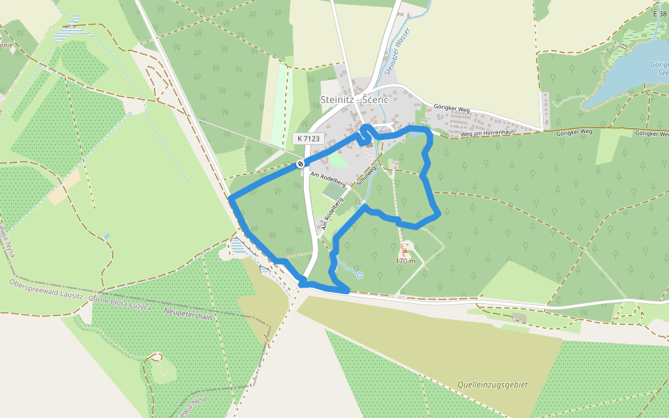 Rundwanderweg Steinitzer Alpen walking route map in Drebkau