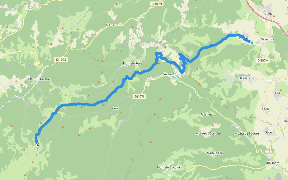 Finișel - Mănăstirea Muntele Rece - Dobrin walking route map in Finișel