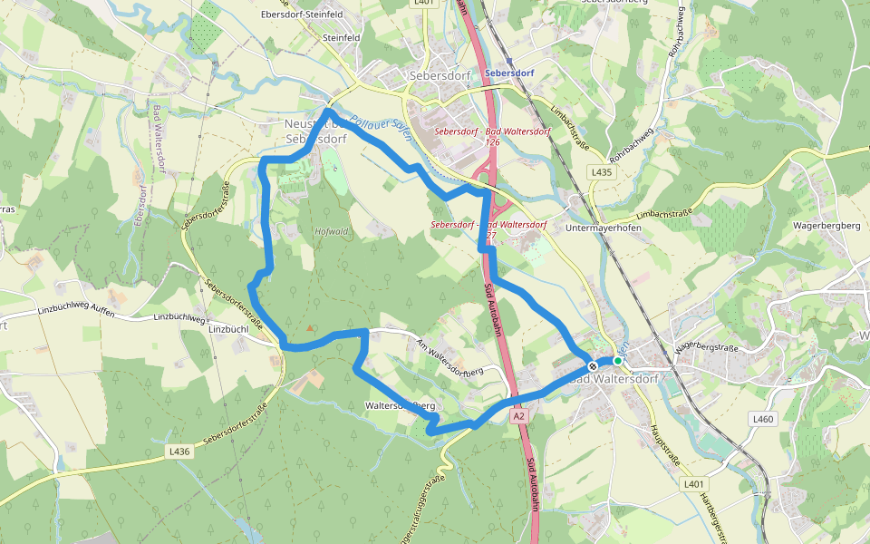 Berglerweg (W8) walking route map in Bad Waltersdorf