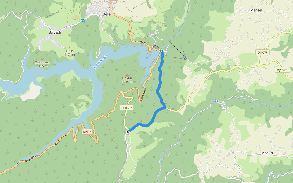 Complex turistic Fântânele - Coliba Mâțului - Crucea lui Avram Iancu walking route map in Mărișel