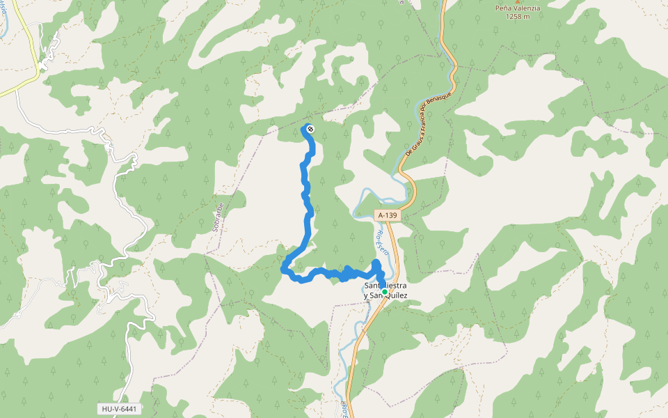 PR-HU 212 Santaliestra - Caballera - San Martín walking route map in Santa Liestra y San Quílez