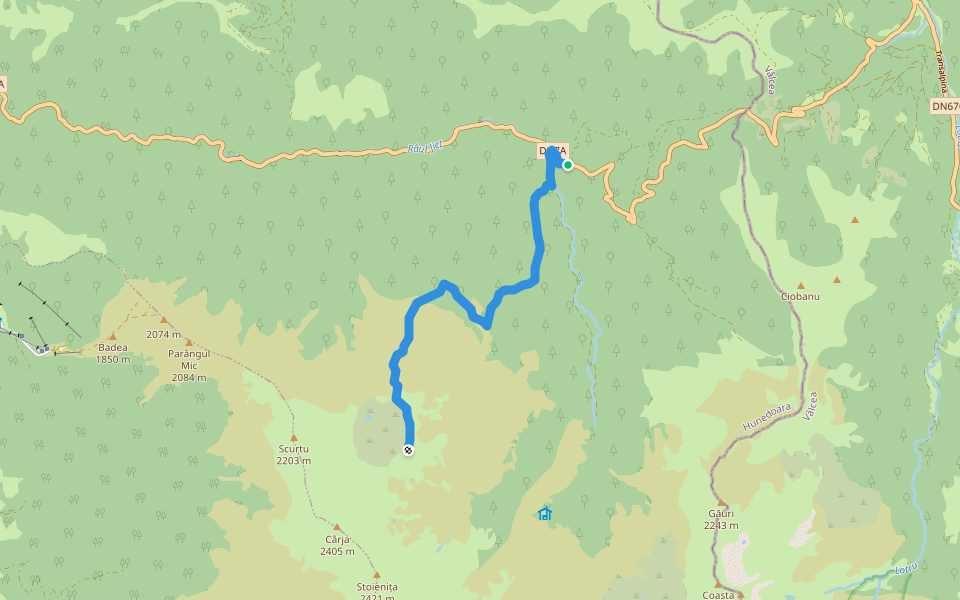 Cabana Groapa Seacă - Plaiul lui Dăncilă - Vf. Mija walking route map in Petrila
