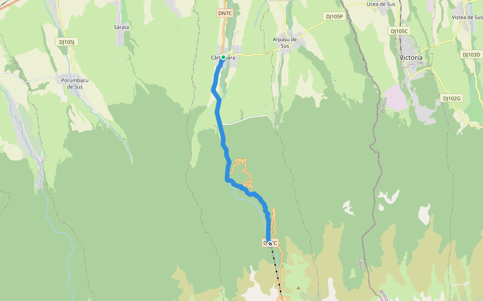 Cârțișoara - Cabana Vama Cucului - Cabana Bâlea Cascadă walking route map in Cârțișoara
