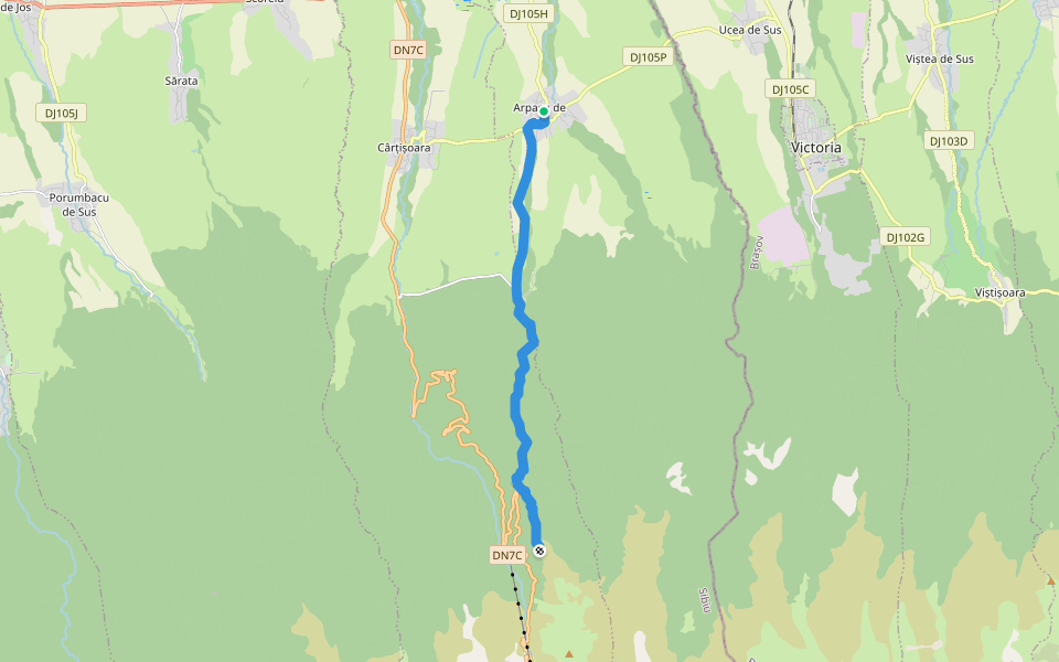 Arpașu de Sus - V. Arpășelului - Muchia Buteanu walking route map in Arpașu de Sus