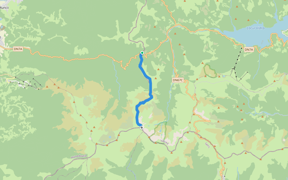 Pasul Groapa Seacă - Vârful Găuri - Șaua Piatra Tăiată walking route map in Obârşia Lotrului