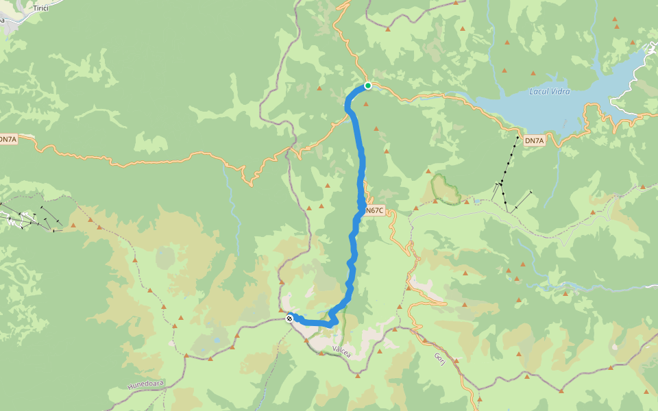 Cabana Obârșia Lotrului - Lacul Gâlcescu - Șaua Piatra Tăiată walking route map in Obârşia Lotrului