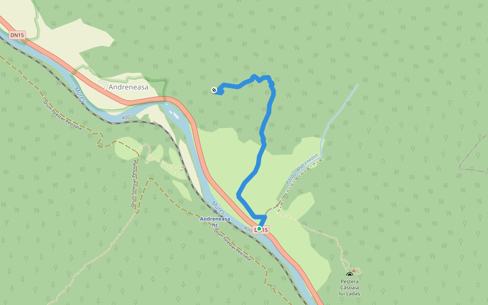 Andreneasa(DN15)-Peștera Mare din Andreneasa walking route map in Andreneasa