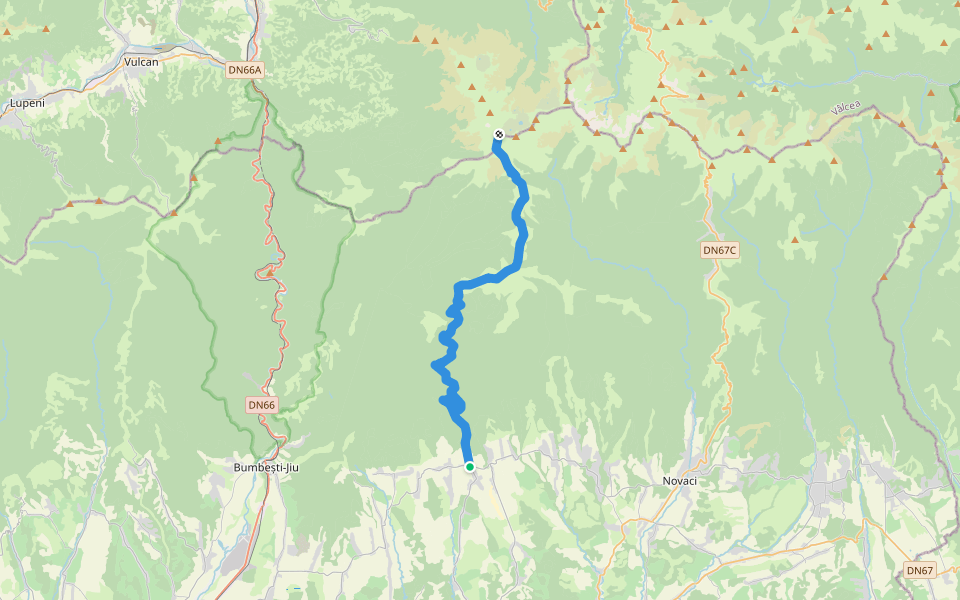 Crasna - Muntele Molidvișu - Vf. Parângul Mare walking route map in Crasna