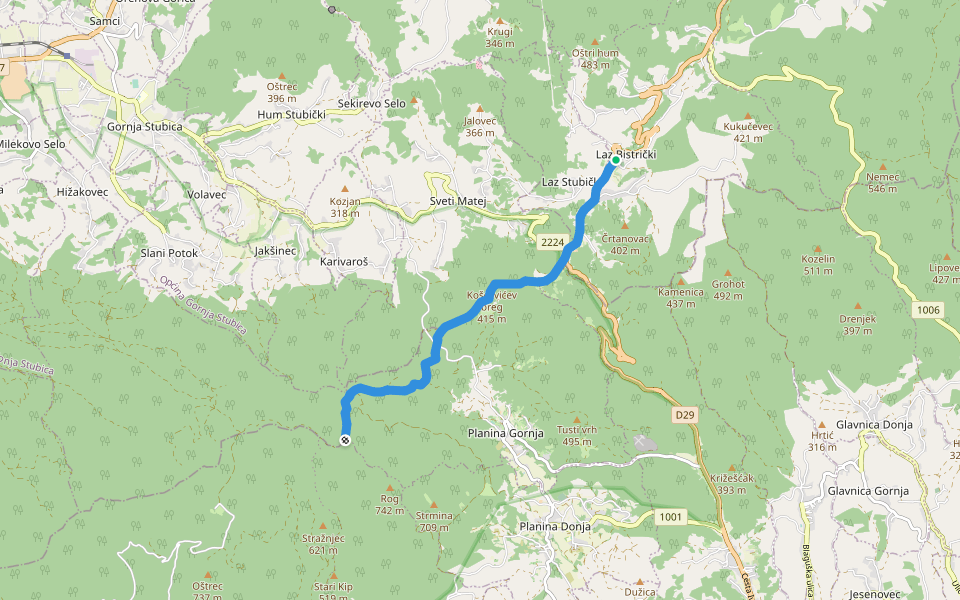 Planinarska staza Medvednica 33 walking route map in Laz Stubički