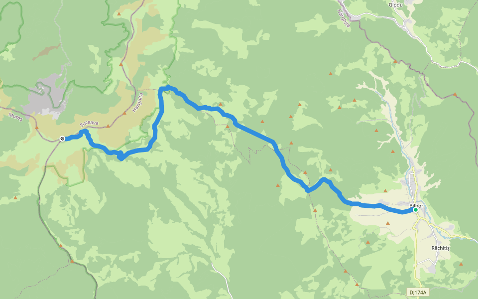 Bilbor-Vf.Rățițiș walking route map in Bilbor