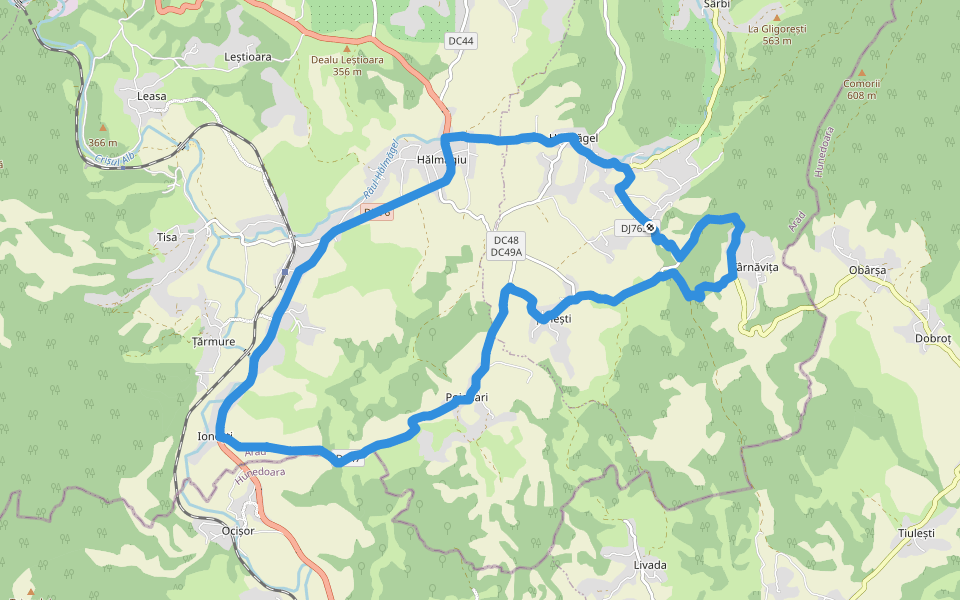sat Hălmagiu - sat Țohești - sat Hălmagiu walking route map in Toheşti