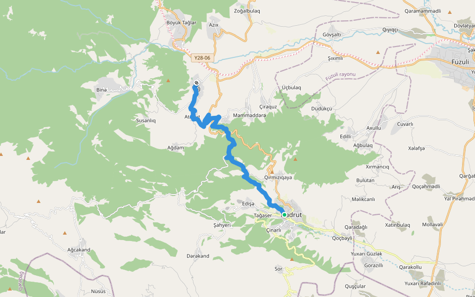 Janapar - Section 01 - Hadrut to Togh walking route map in Hadrut