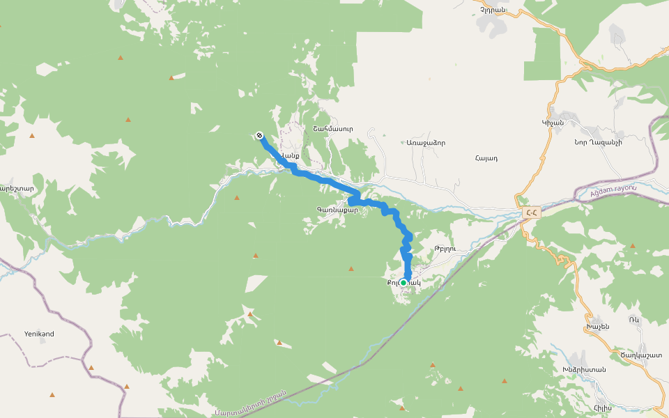 Janapar - Section 10 - Kolatak to Gandzasar walking route map in Kolatağ