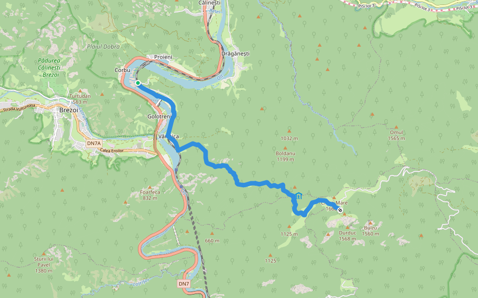 gara CFR Lotru - Muchia Urzica - Cabana Cozia walking route map in Brezoi