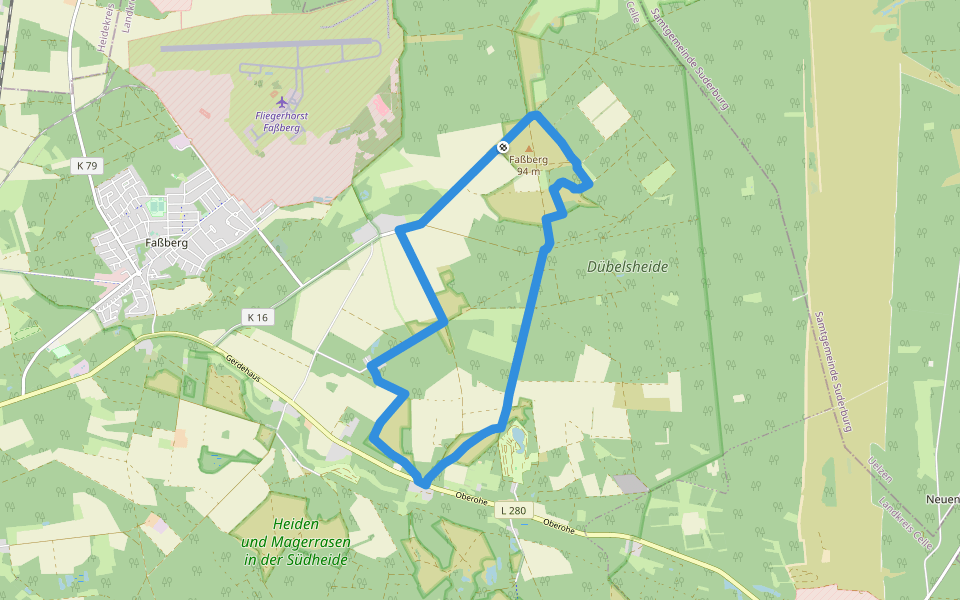 Südheide 'Wacholderwald in der Teufelsheide' W1l (lange Tour) walking route map in Faßberg