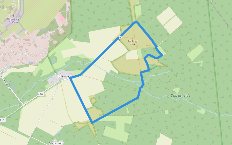 Südheide 'Wacholderwald in der Teufelsheide' W1m (mittlere Tour) walking route map in Faßberg