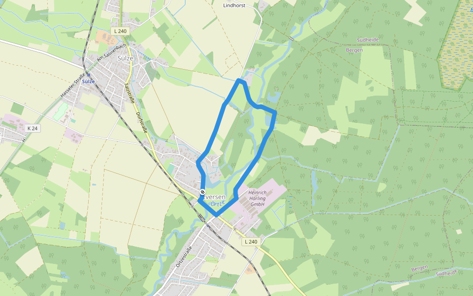 Südheide 'Wo Eisvogel und Fischotter sich "Gute Nacht" sagen' W15k (kurz Tour) walking route map in Bergen