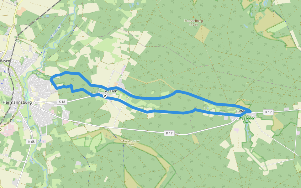 Südheide 'In einem Bächlein helle' W6l (lange Tour) walking route map in Südheide