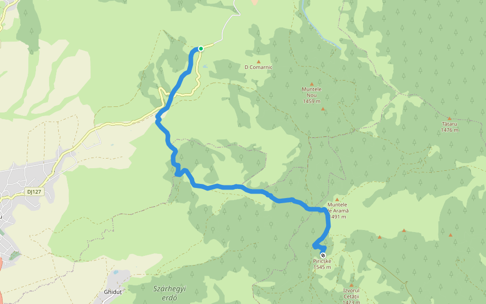Rez-nyaka - Vf. Prișca walking route map in Ditrău