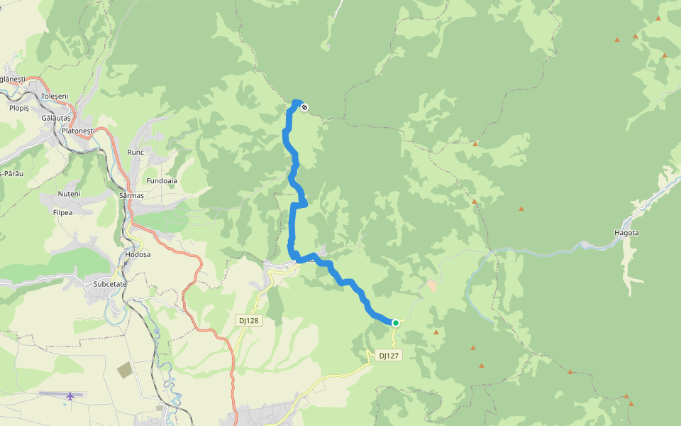 Rez-nyaka - Vf. Teascul - Pasul Chiozrez walking route map in Ditrău