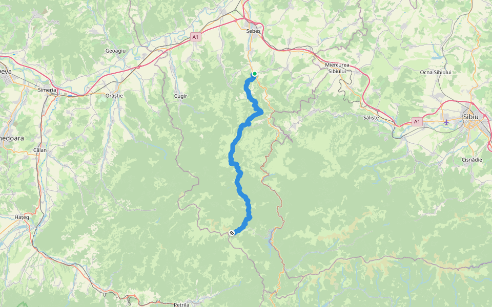Săsciori - Curmături - Cabana Șureanu walking route map in Săsciori
