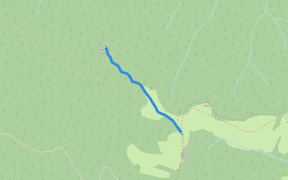 intersecție traseul BA - Șaua Vithovoș - Vf. Vithovoș walking route map in Bârnadu