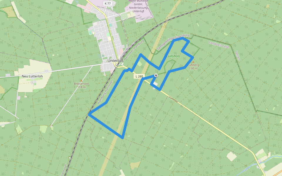 Südheide 'Der Urwald im Lüß' W8l (lange Tour) walking route map in Südheide