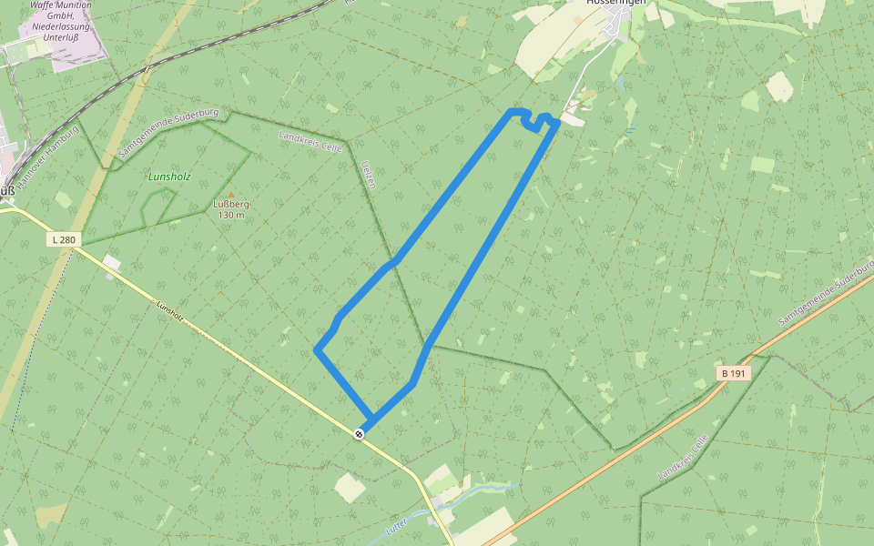 Südheide 'Wo die Wölfe ihre Fährten ziehen' W9m (mittlere Tour) walking route map in Südheide