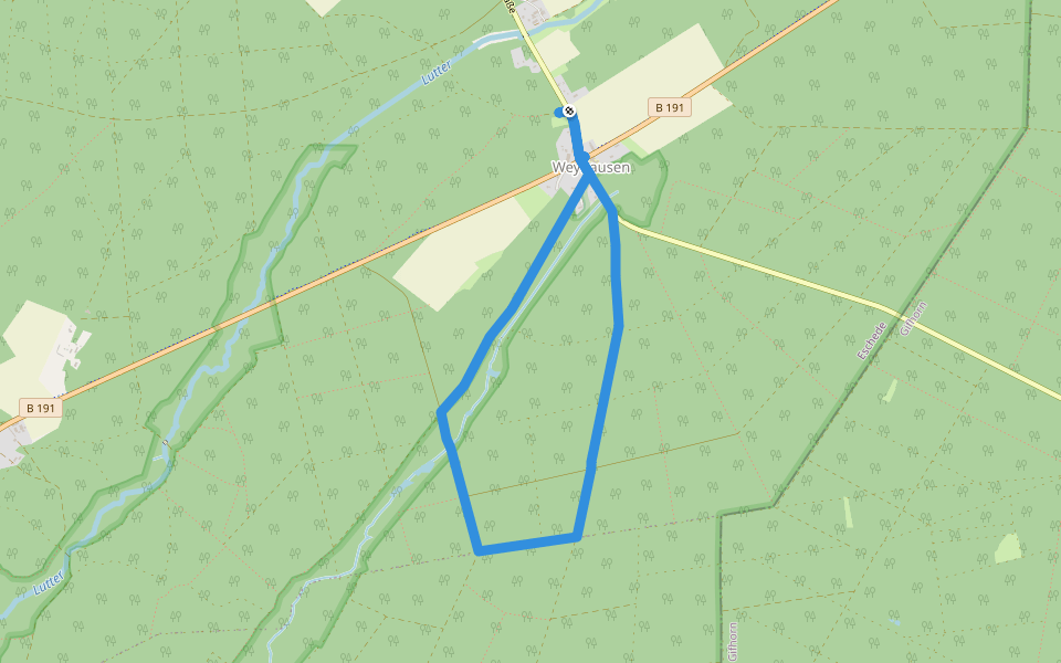 Südheide 'Im Skandinavien der Südheide' W13k (kurze Tour) walking route map in Eschede