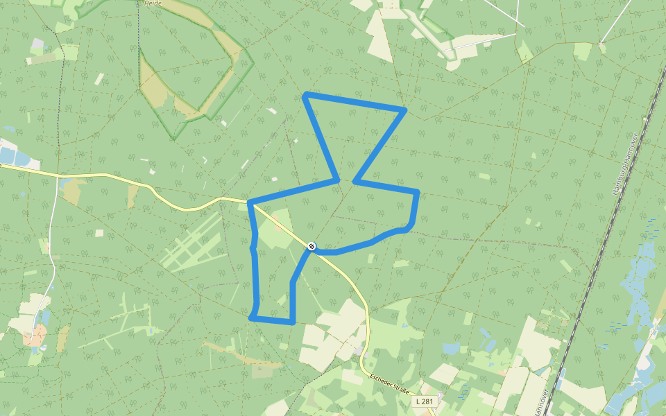 Südheide 'Dem Förster über die Schulter geschaut' W12l (lange Tour) walking route map in Eschede