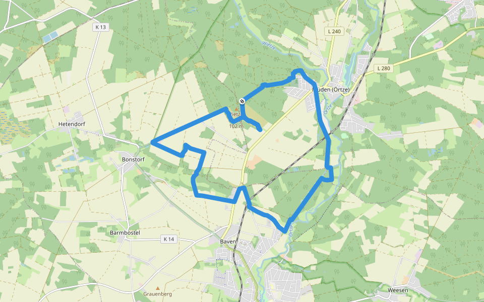 Südheide 'Sagenhafte Sicht im Elfenland' W4l (lange Tour) walking route map in Faßberg