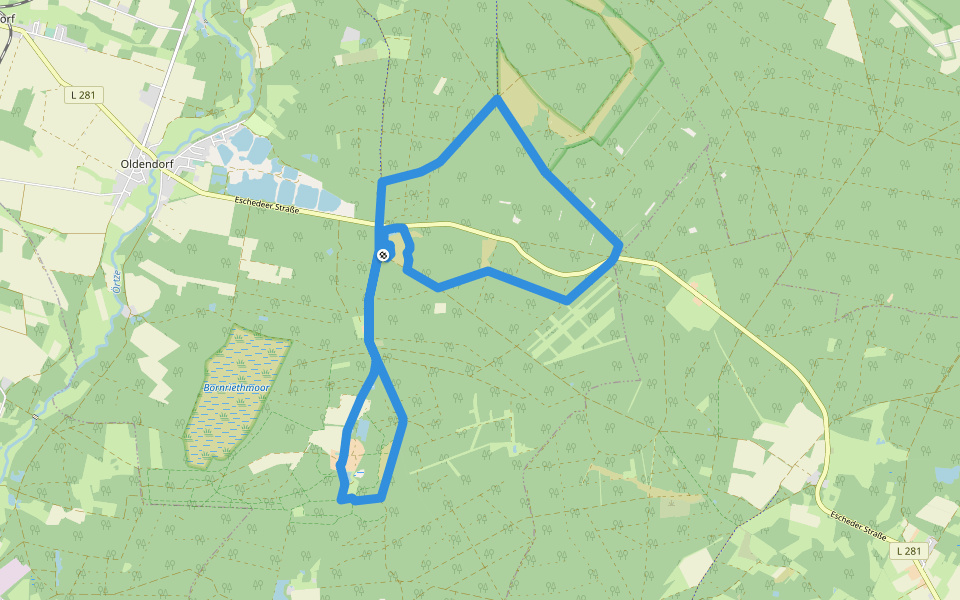 Südheide 'Auf den Spuren des großen Waldbrandes' W11l (lange Tour) walking route map in Südheide