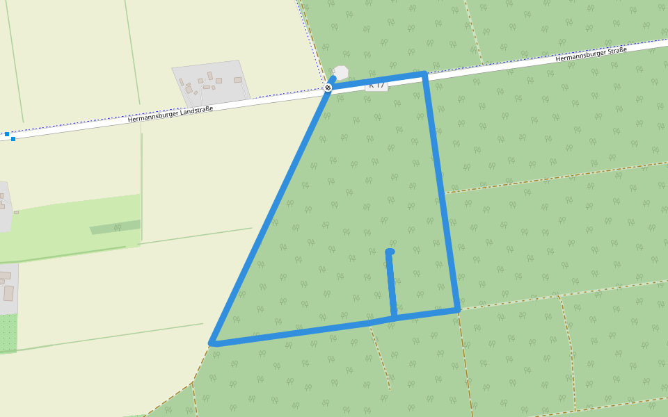 Südheide 'Gauß'scher Vermessungspunkt im Bergland der Südheide' W7k (kurze Tour) walking route map in Südheide