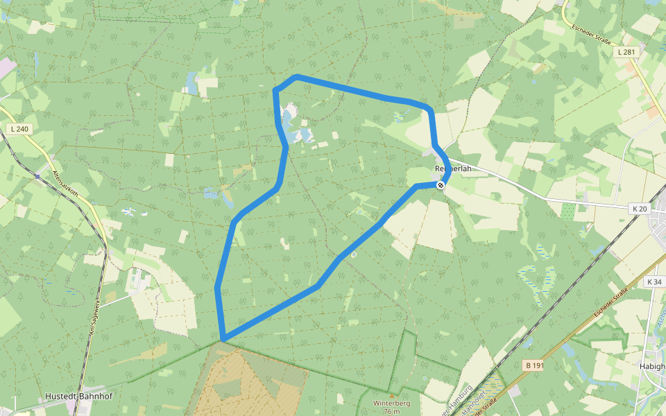 Südheide 'Reine Luft zu sehen' W18m (mittlere Tour) walking route map in Eschede