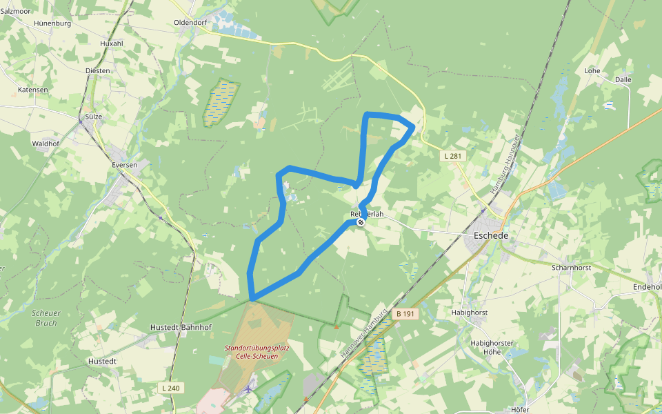 Südheide 'Reine Luft zu sehen' W18l (lange Tour) walking route map in Eschede