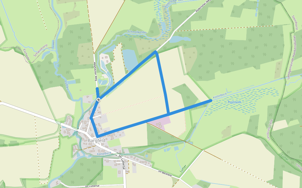 Südheide 'Kühe in Halbtrauer' W21k (kurze Tour) walking route map in Eldingen