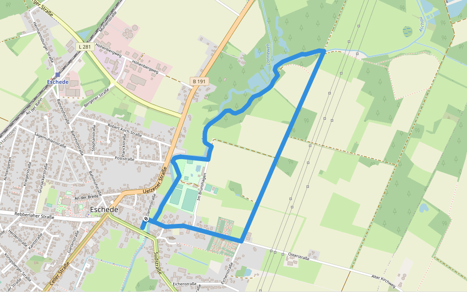 Südheide 'Im Land der Esche' W19k (kurze Tour) walking route map in Eschede
