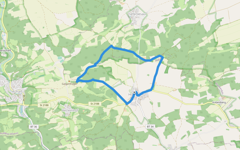 Rundweg Hochstahl walking route map in Aufseß