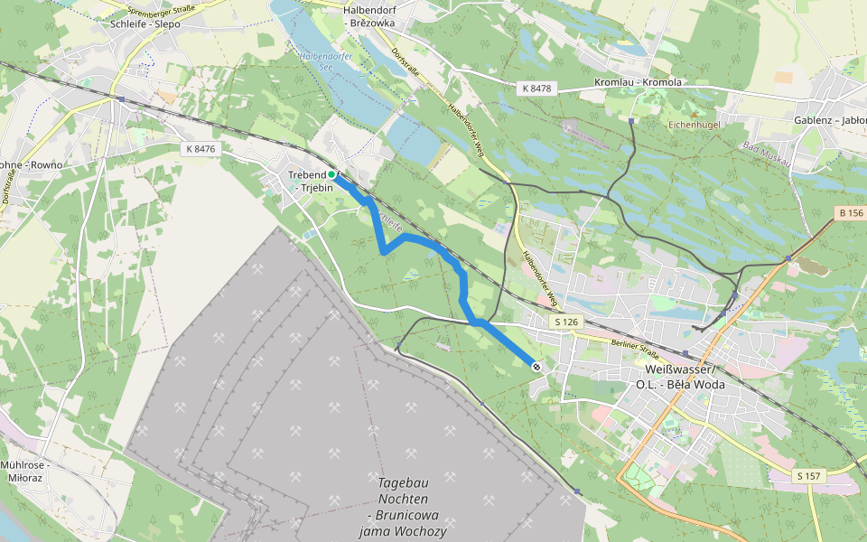 Wanderweg "Tiergartenweg" walking route map in Trebendorf