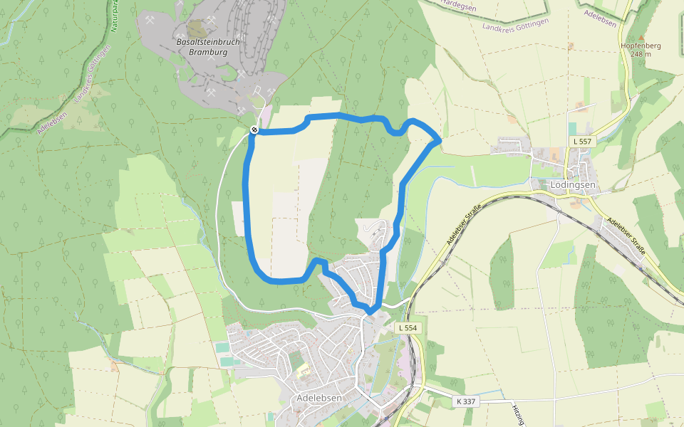 Rundwanderweg Adelebsen 1 walking route map in Adelebsen