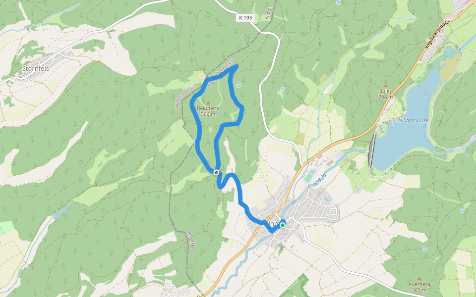 Rundwanderweg Rainrod R2 walking route map in Schotten