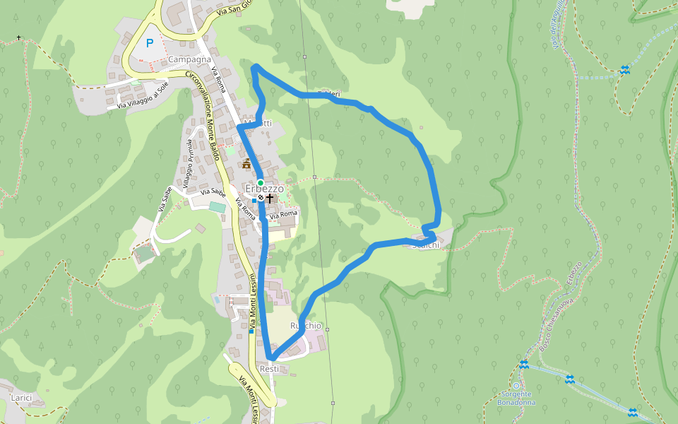 Itinerario Viola walking route map in Erbezzo