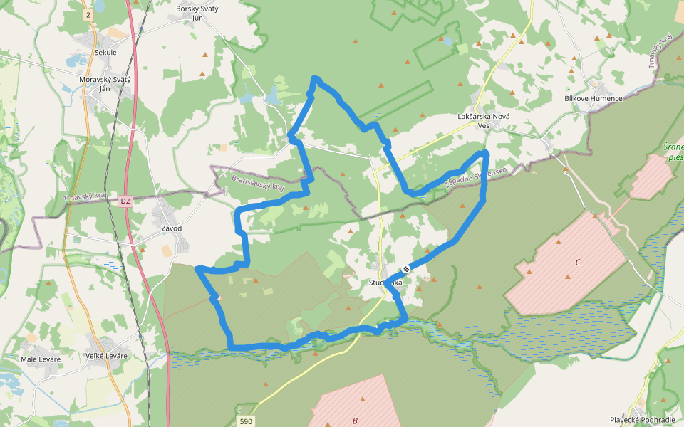Hasprunská 50 walking route map in Studienka