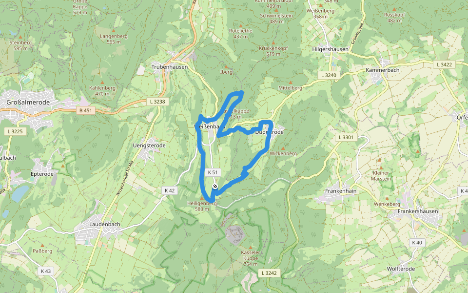 Rundweg Heiligenberg - Dudenrode walking route map in Großalmerode