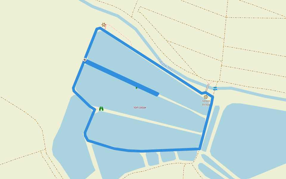 אגמון חפר walking route map in Hogla
